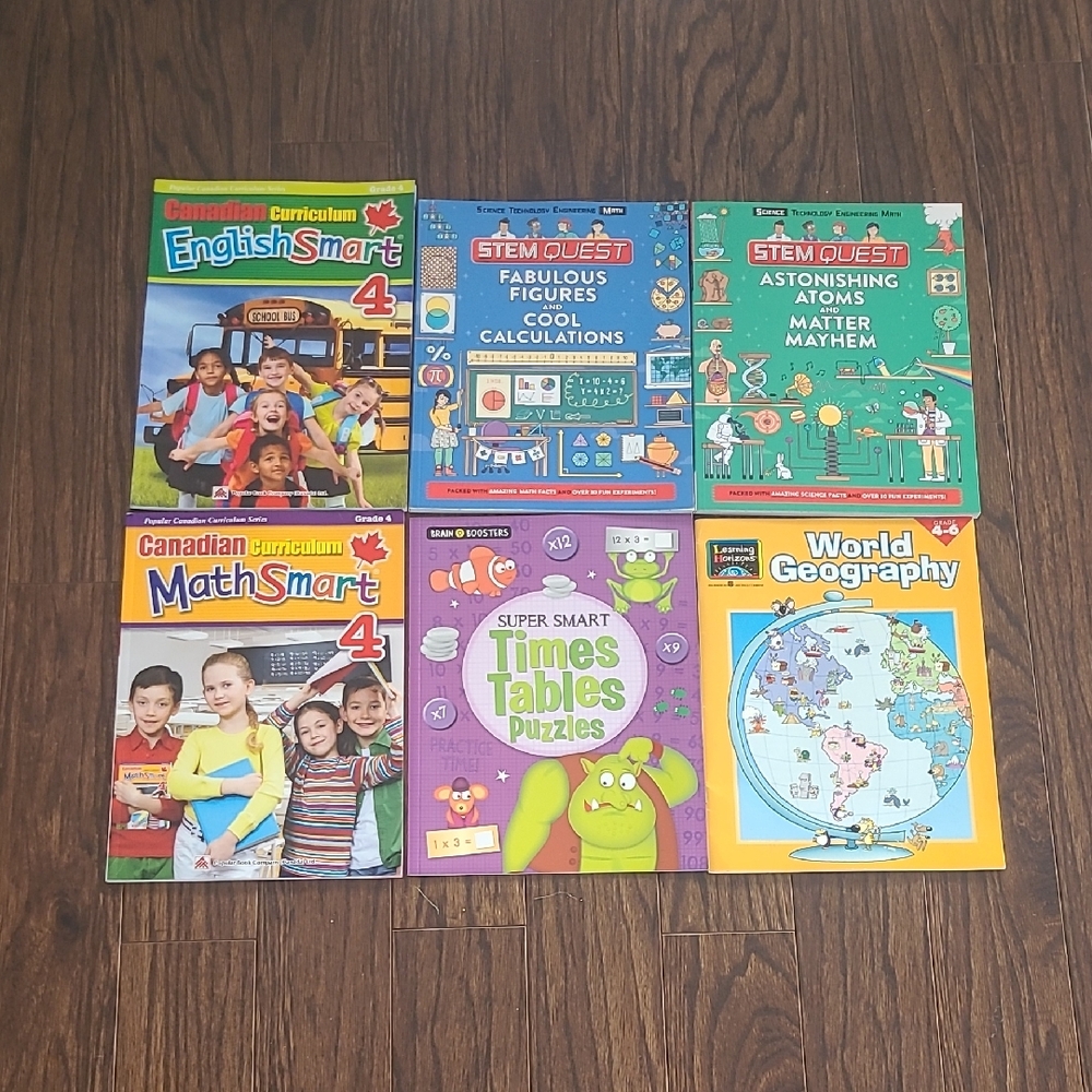 Educational NEW WorkBooks English Math Times Table STEM Quest Grade 4 Canadian